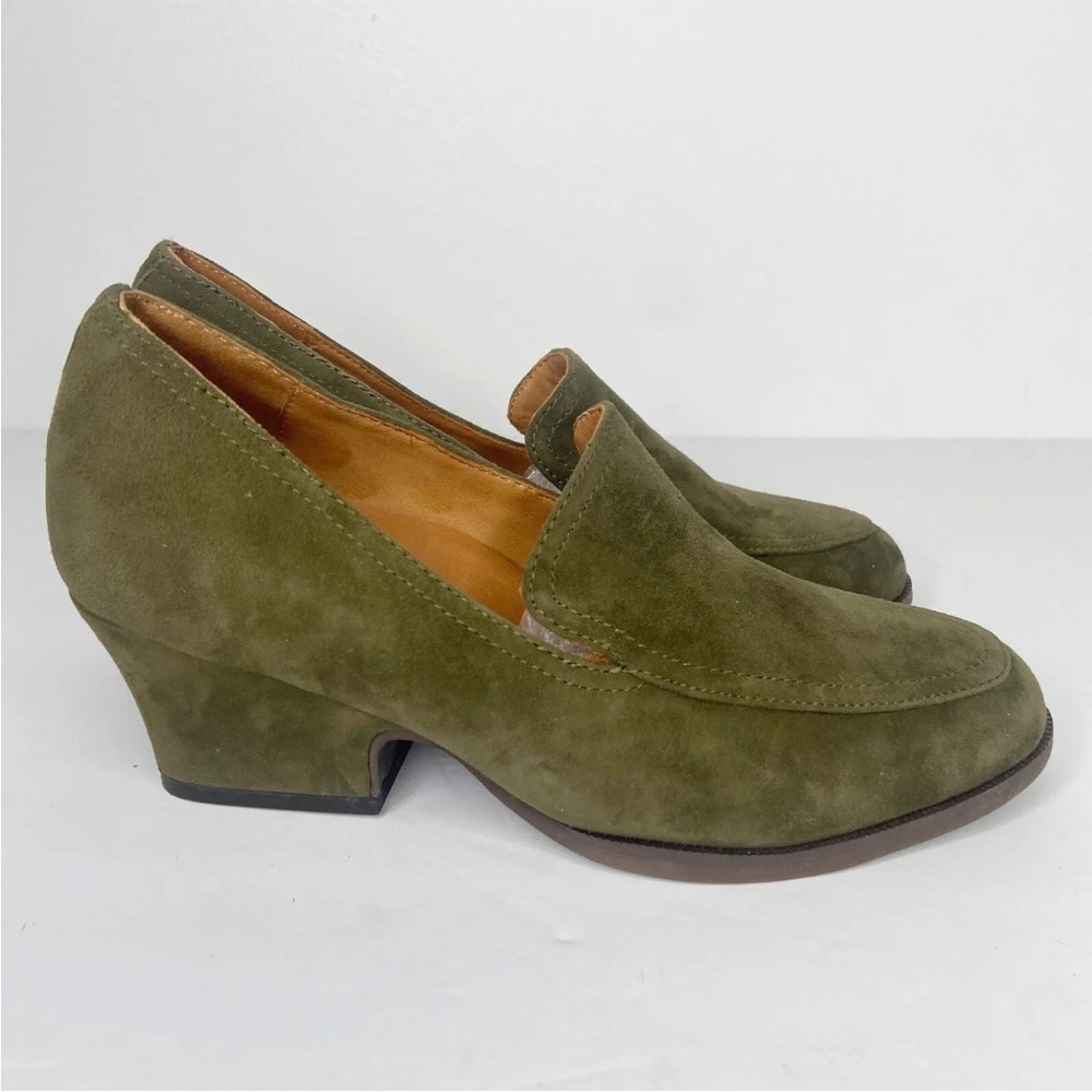 L’amour Des Pieds Pardoe Heeled Loafers Up Army Green Size 5.5
